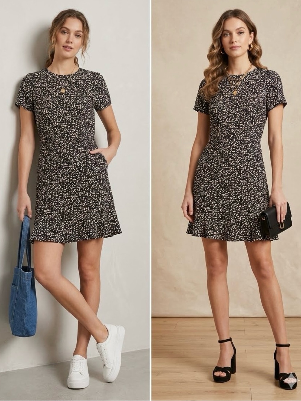 Women’s Short Sleeve Printed Dress with Stunning Back Detail